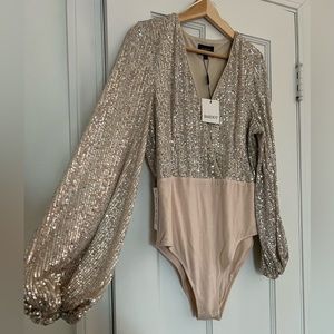 Sequin long sleeve bodysuit